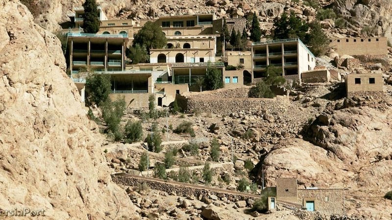 chak chak village near yazd in spring with beautiful house in heart of mount
